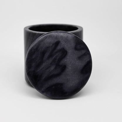Matte Black Cylinder Storage Box with Loose - Fitting Lid | Minimalist Kitchen & Home Organizer | Handcrafted by CHAAK DESIGN