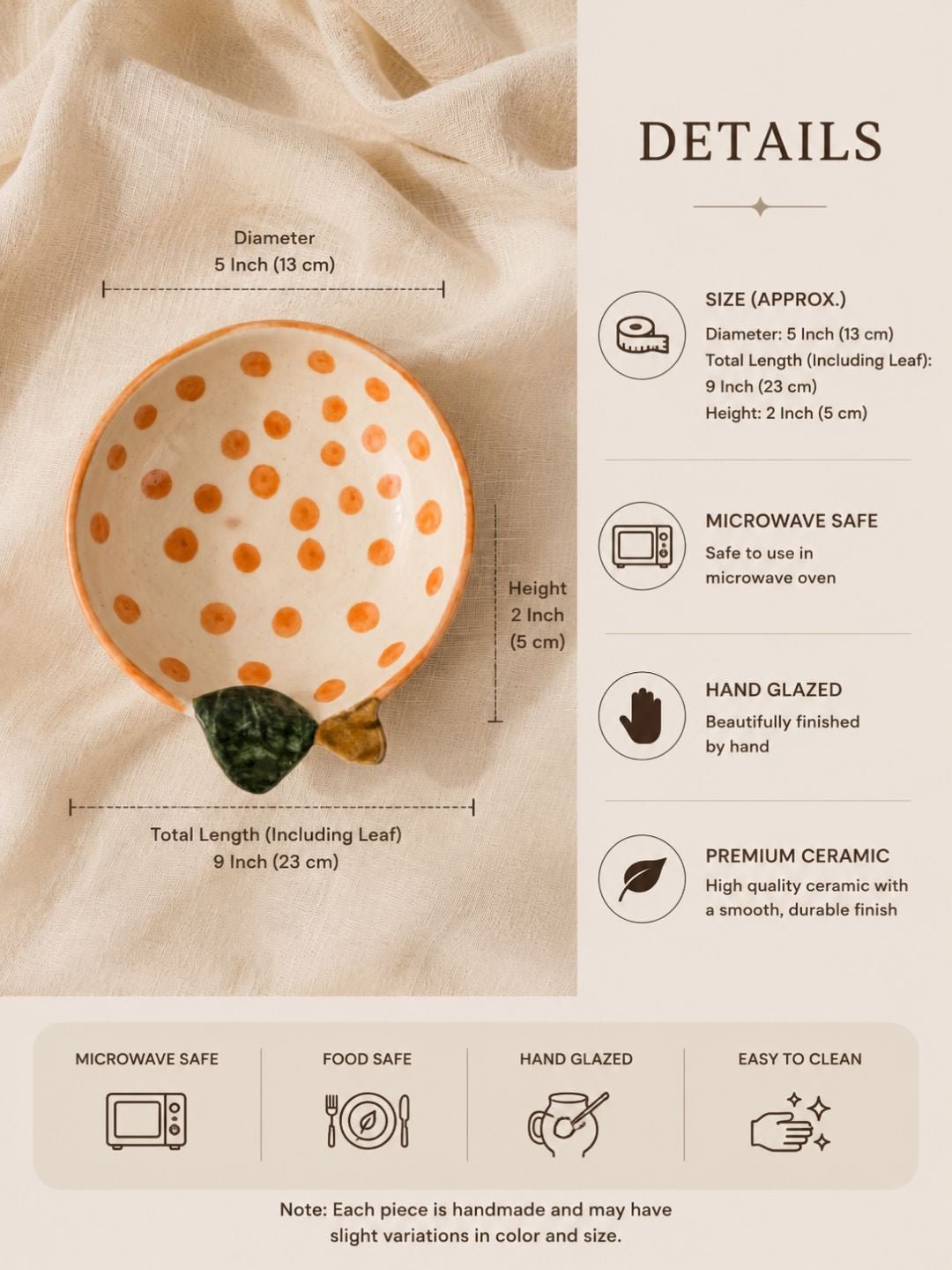 Orange Ceramic Trinket Bowl – Fruit-Inspired Jewelry & Snack Bowl | Handcrafted by CHAAK DESIGN