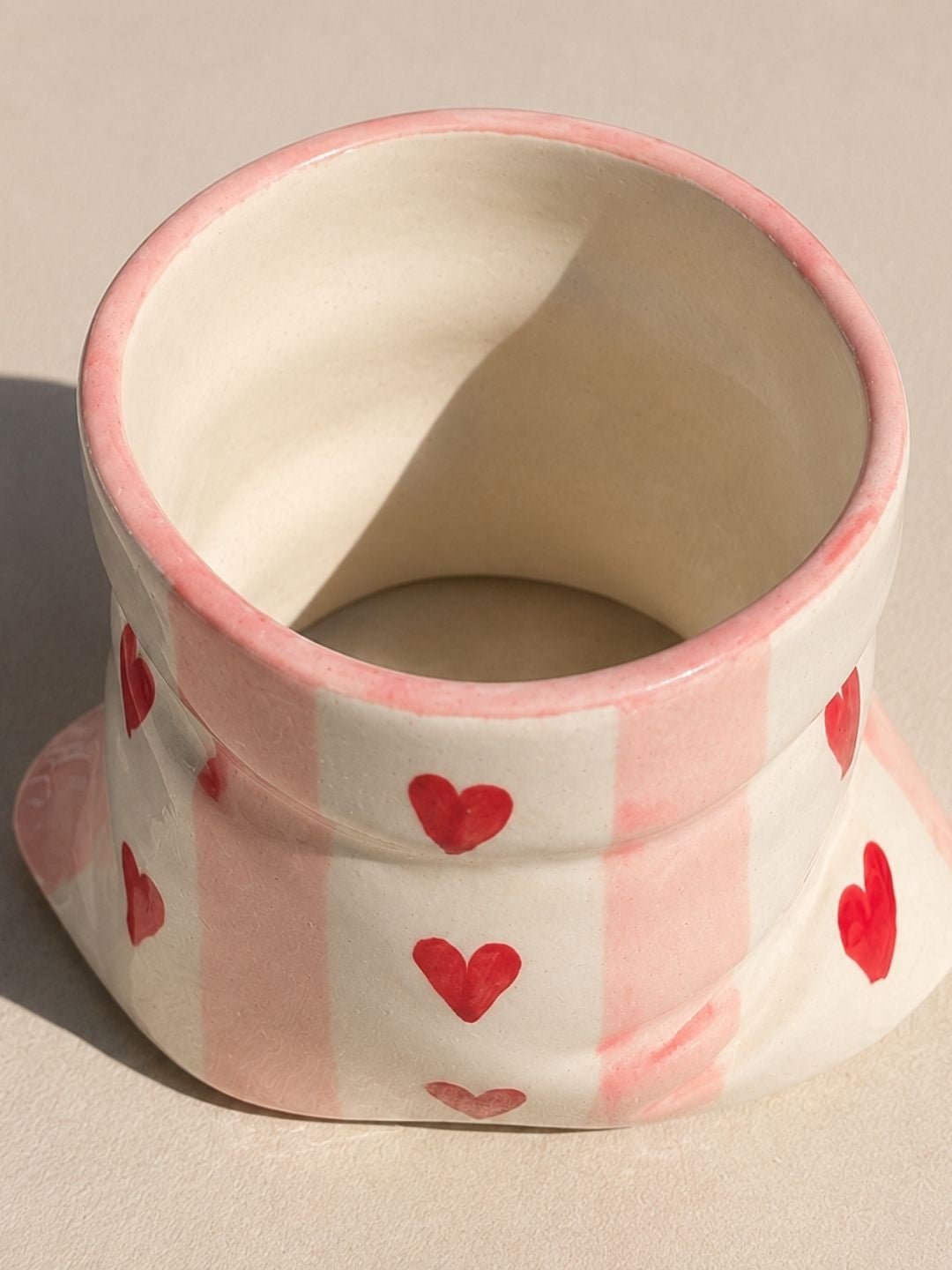 Pink Heart Ceramic Pouch Cup – Aesthetic Packet-Inspired Mug for Coffee & Tea | Handcrafted by CHAAK DESIGN