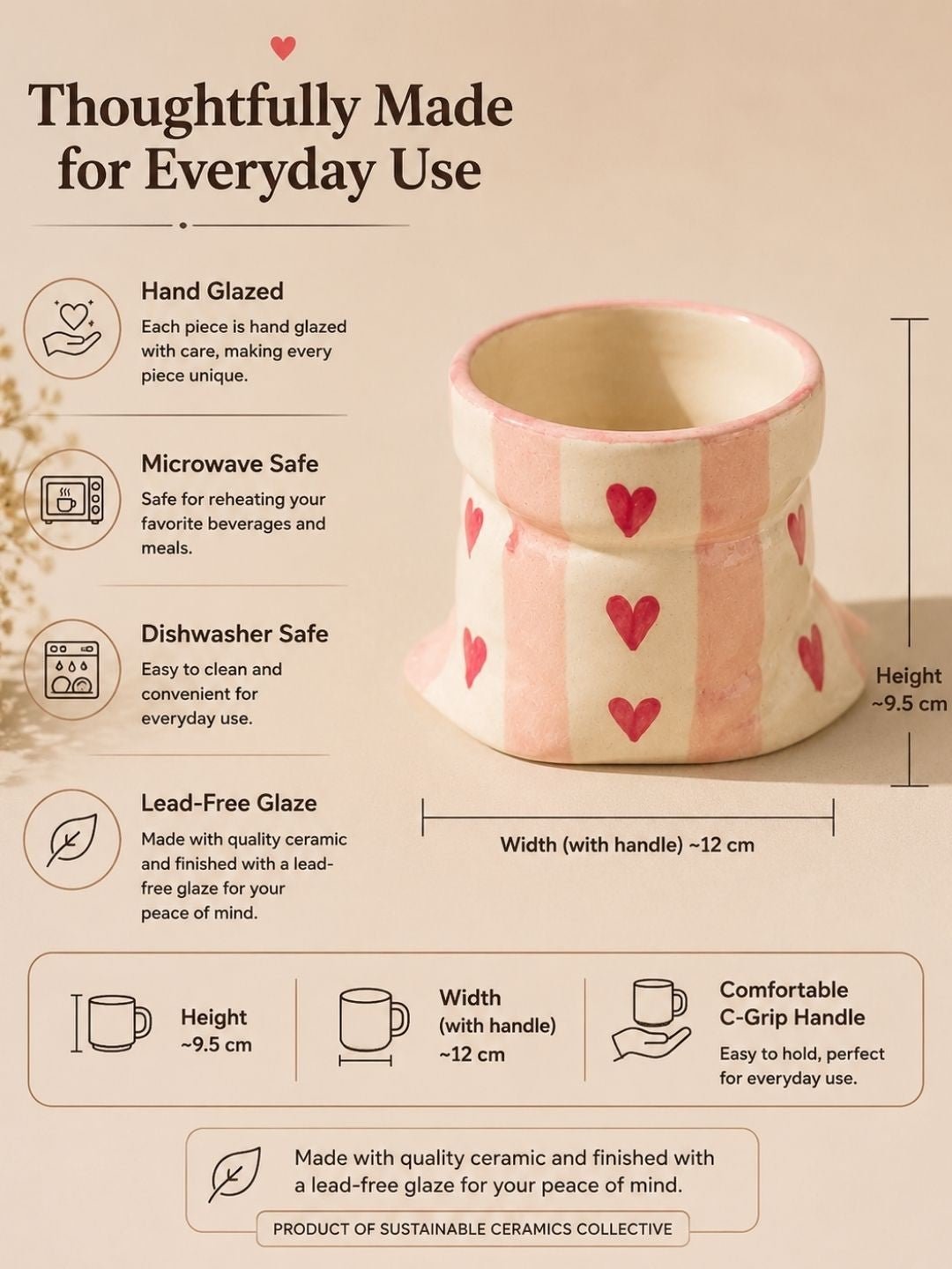 Pink Heart Ceramic Pouch Cup – Aesthetic Packet-Inspired Mug for Coffee & Tea | Handcrafted by CHAAK DESIGN