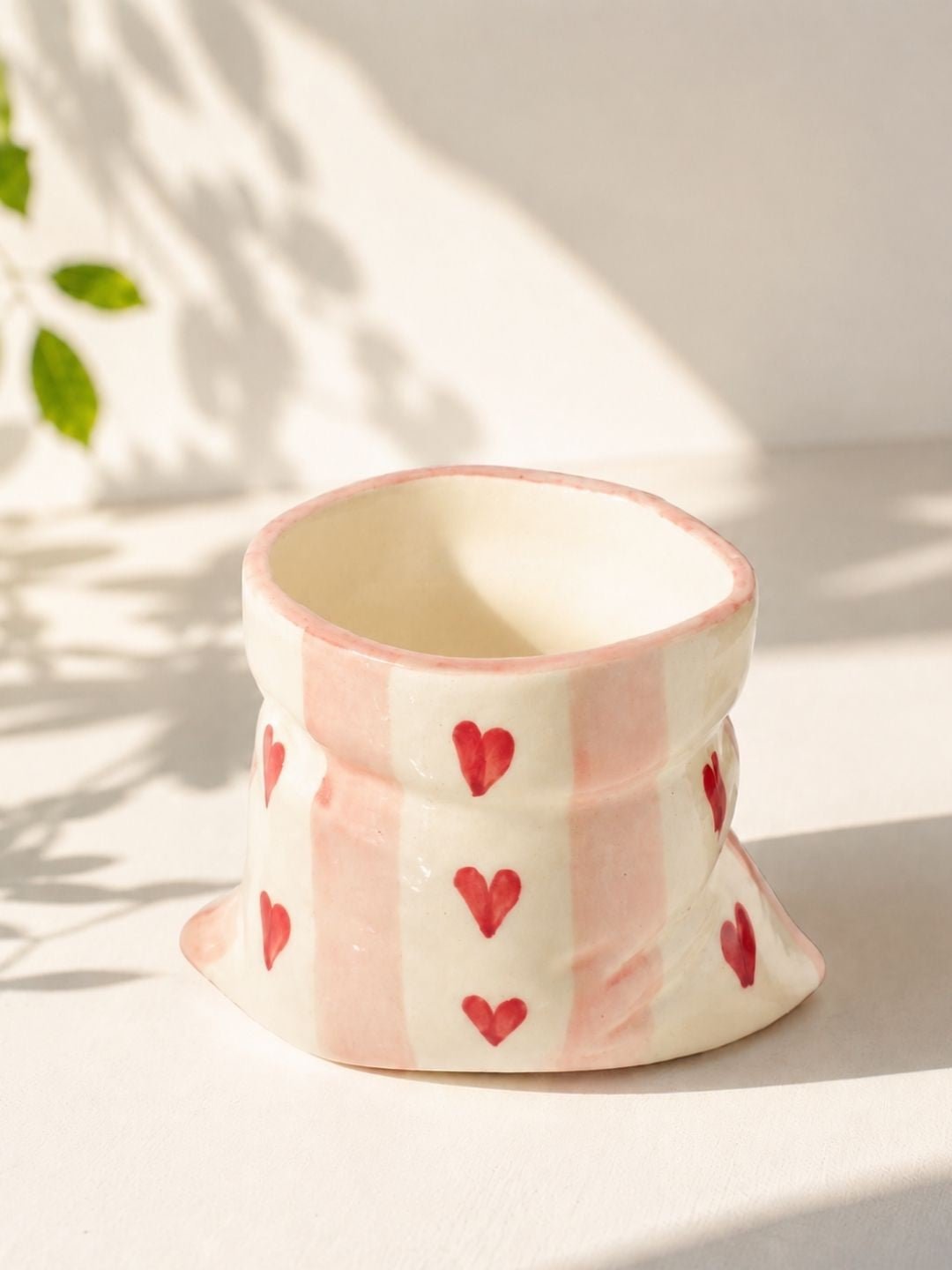 Pink Heart Ceramic Pouch Cup – Aesthetic Packet-Inspired Mug for Coffee & Tea | Handcrafted by CHAAK DESIGN
