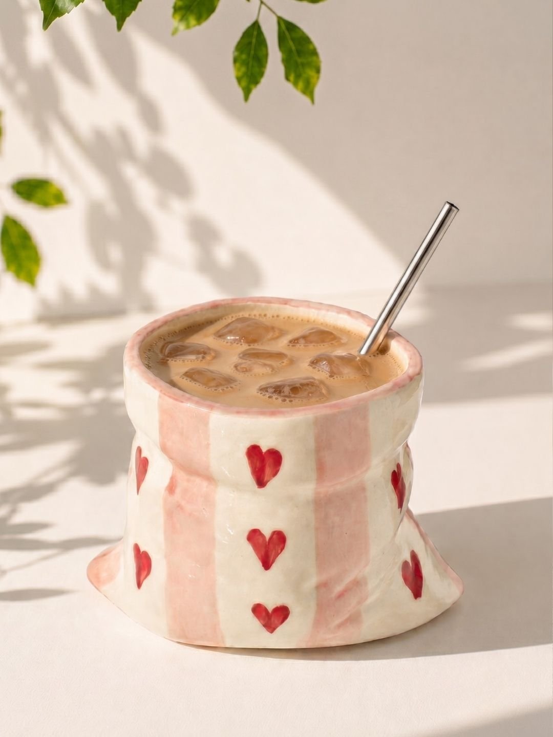 Pink Heart Ceramic Pouch Cup – Aesthetic Packet-Inspired Mug for Coffee & Tea | Handcrafted by CHAAK DESIGN