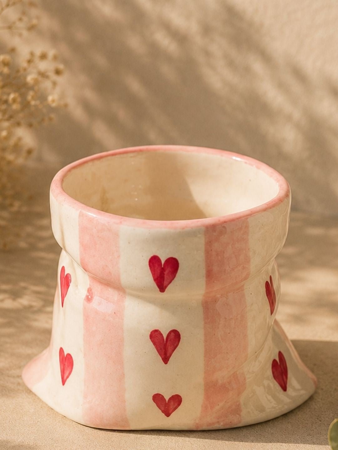 Pink Heart Ceramic Pouch Cup – Aesthetic Packet-Inspired Mug for Coffee & Tea | Handcrafted by CHAAK DESIGN