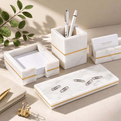 Premium Marble Desk Set | Personalized Corporate & Executive Gifts | Handcrafted by CHAAK DESIGN