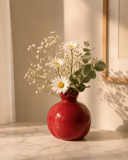 Red Anaar Ceramic Toothpick Holder | Handcrafted Mini Vase & Décor | Handcrafted by CHAAK DESIGN