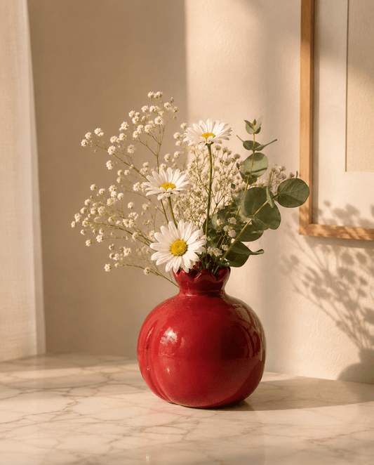 Red Anaar Ceramic Toothpick Holder | Handcrafted Mini Vase & Décor | Handcrafted by CHAAK DESIGN