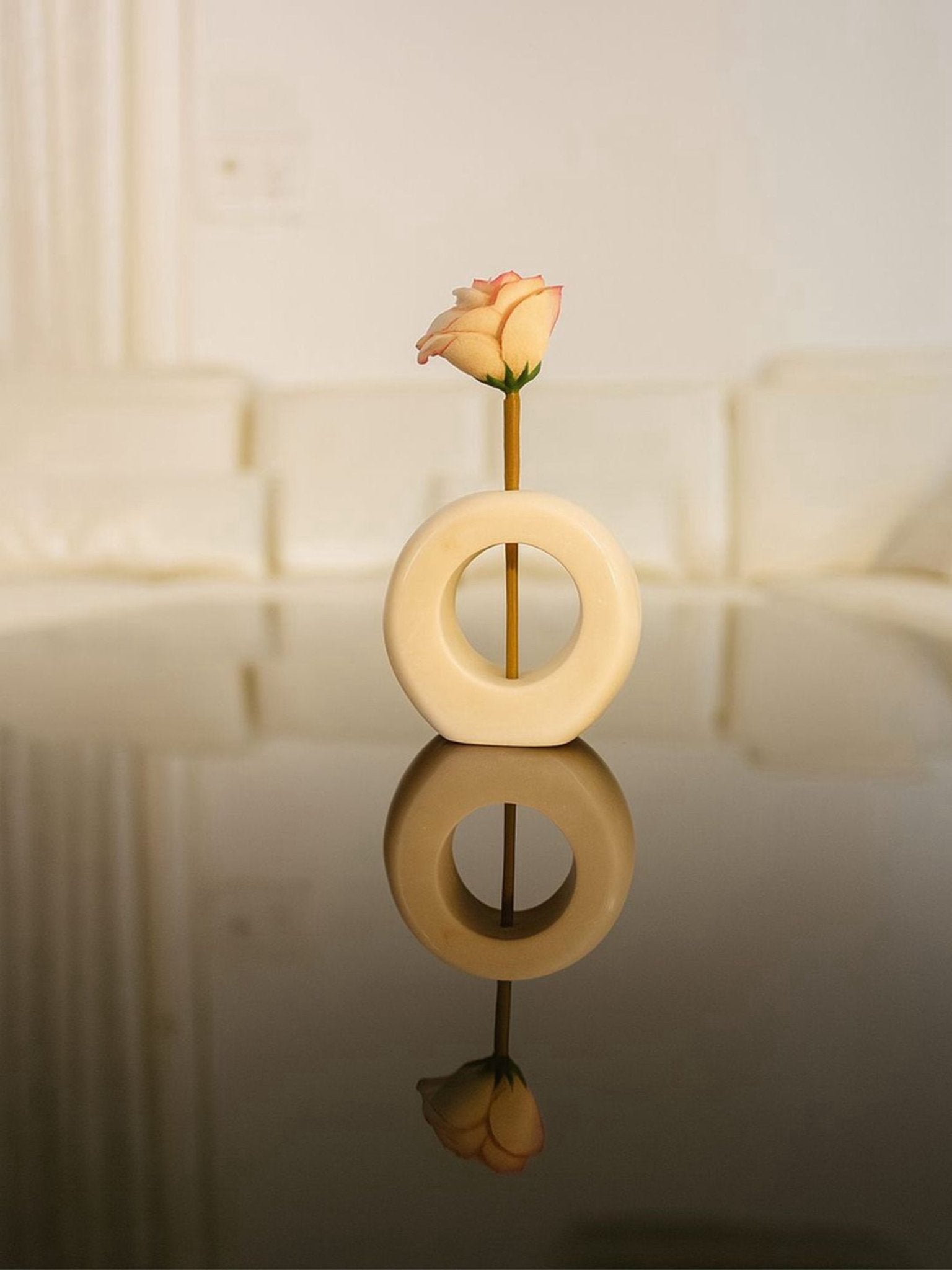 Round Marble Pen Stand | Minimalist Luxury Desk Organizer for Home & Office | Handcrafted by CHAAK DESIGN