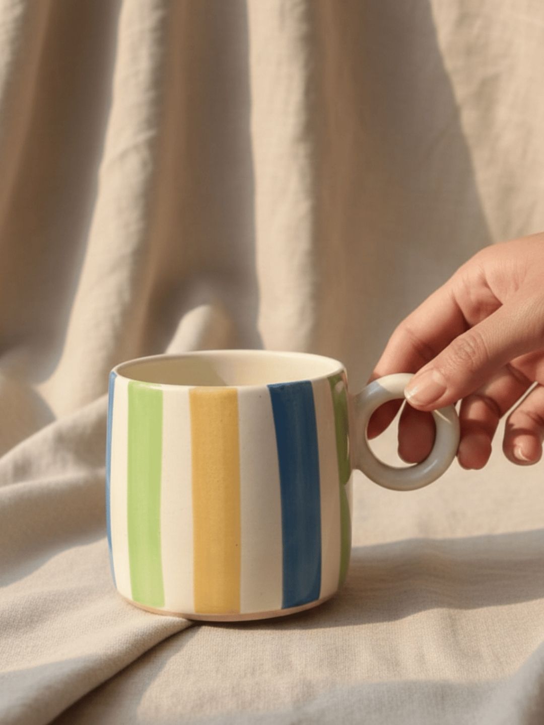 Handcrafted Rainbow Ceramic Breakfast Set | Mug & Bowl Combo | Hand-Painted Multicolor Breakfast Set | Chaak Design