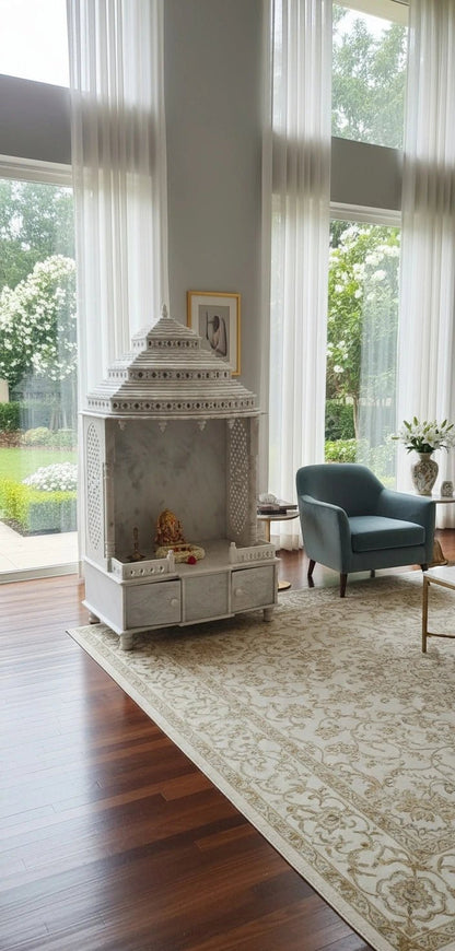 White Marble Pooja Mandir | Handcrafted & Customizable | Handcrafted by CHAAK DESIGN